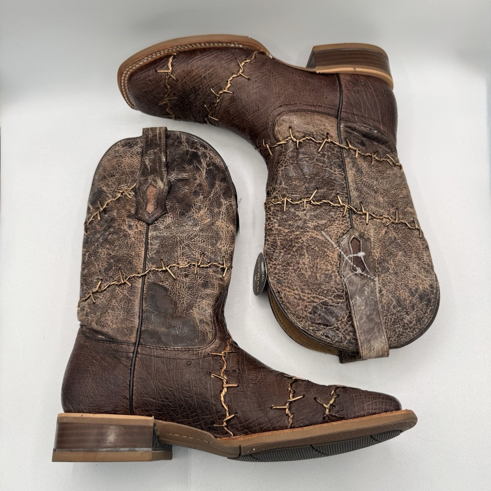 Corral Exotic Ostrich Barbed Wire Boots Men's Size 8.5 D Brown Leather Genuine - Picture 13 of 16